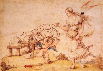 Albrecht Durer Painting - Cupid the Honey Thief Albrecht Durer